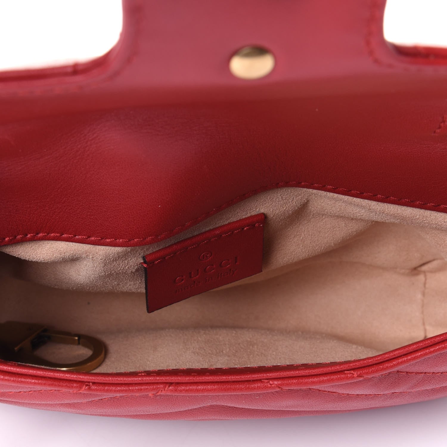 Gucci Calfskin Matelasse Super Mini GG Marmont Shoulder Bag Hibiscus Red 3 of 3
