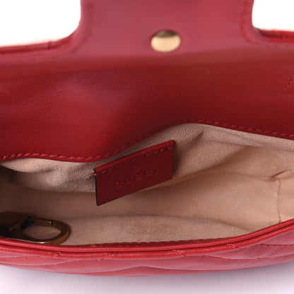 Gucci Calfskin Matelasse Super Mini GG Marmont Shoulder Bag Hibiscus Red 3 of 3