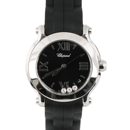 Chopard Stainless Steel Rubber 3 Diamond 36mm Happy Sport Quartz Watch Black 1 of 12