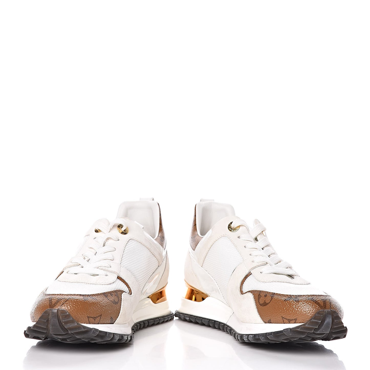 Suede Reverse Monogram Run Away Sneakers 38 White