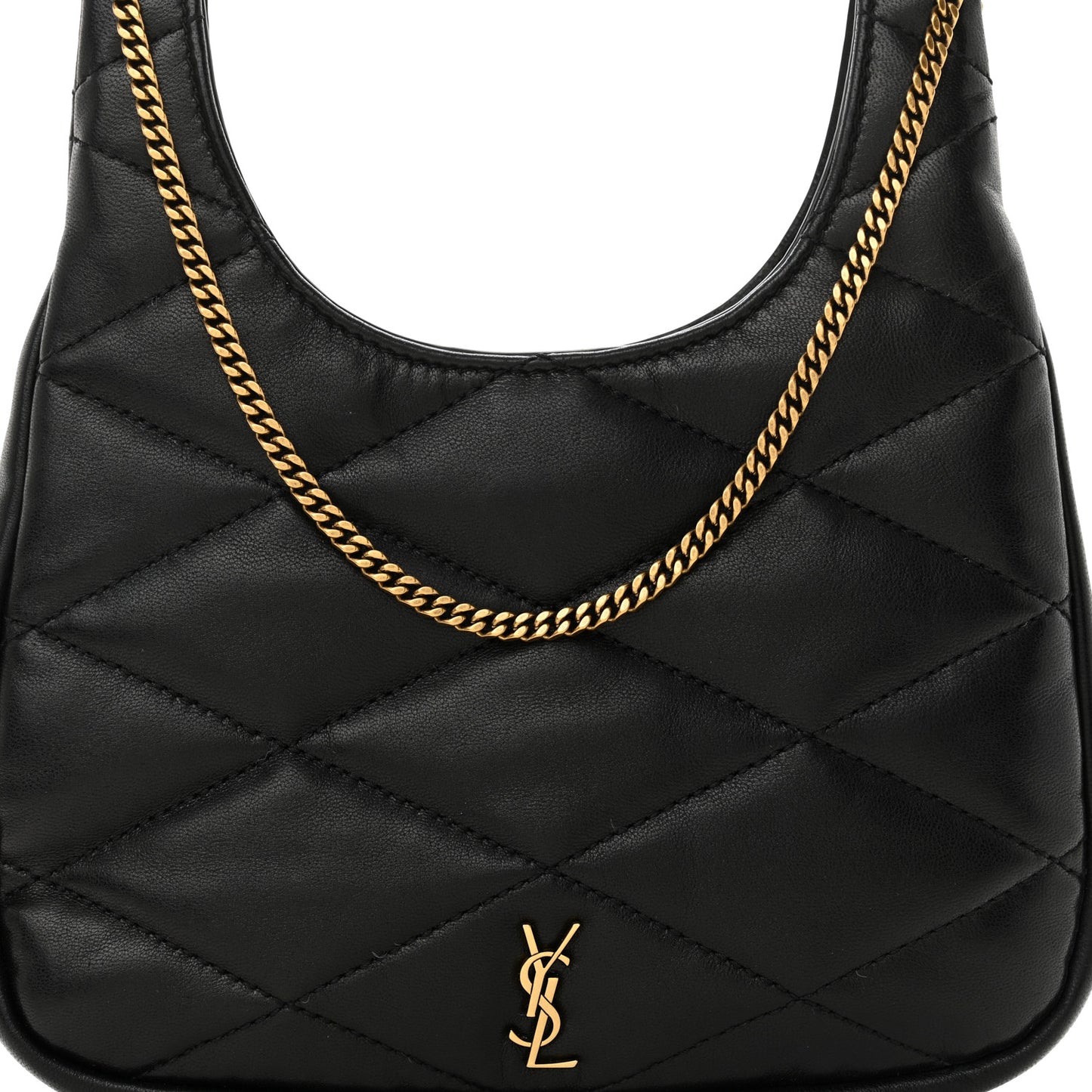 Lambskin Quilted Monogram Sade Hobo Black