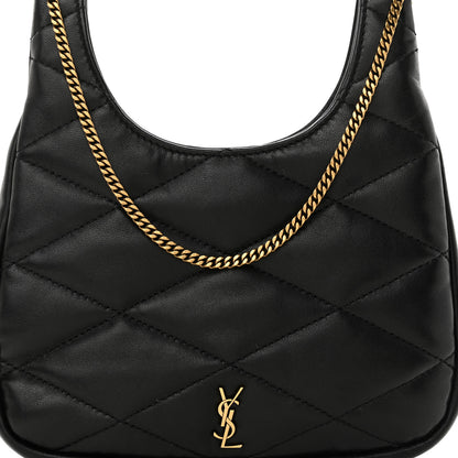 Saint Laurent Lambskin Quilted Monogram Sade Hobo Black 8 of 10