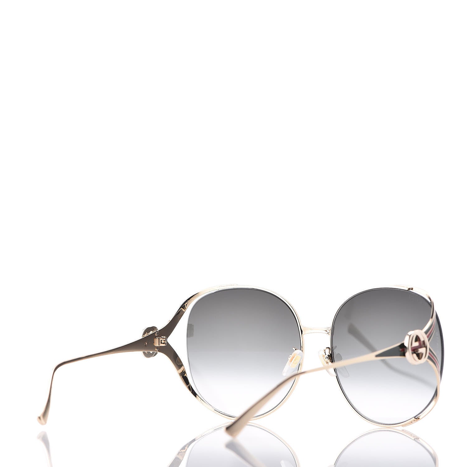 Gucci Metal Oversized Round Frame GG0225S Sunglasses Gold 4 of 8