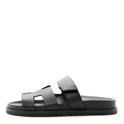 Hermes Calfskin Womens Chypre Sandals 36 Black 1 of 8