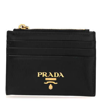 Prada Vitello Move Zip Top Card Holder Wallet Black 1 of 9