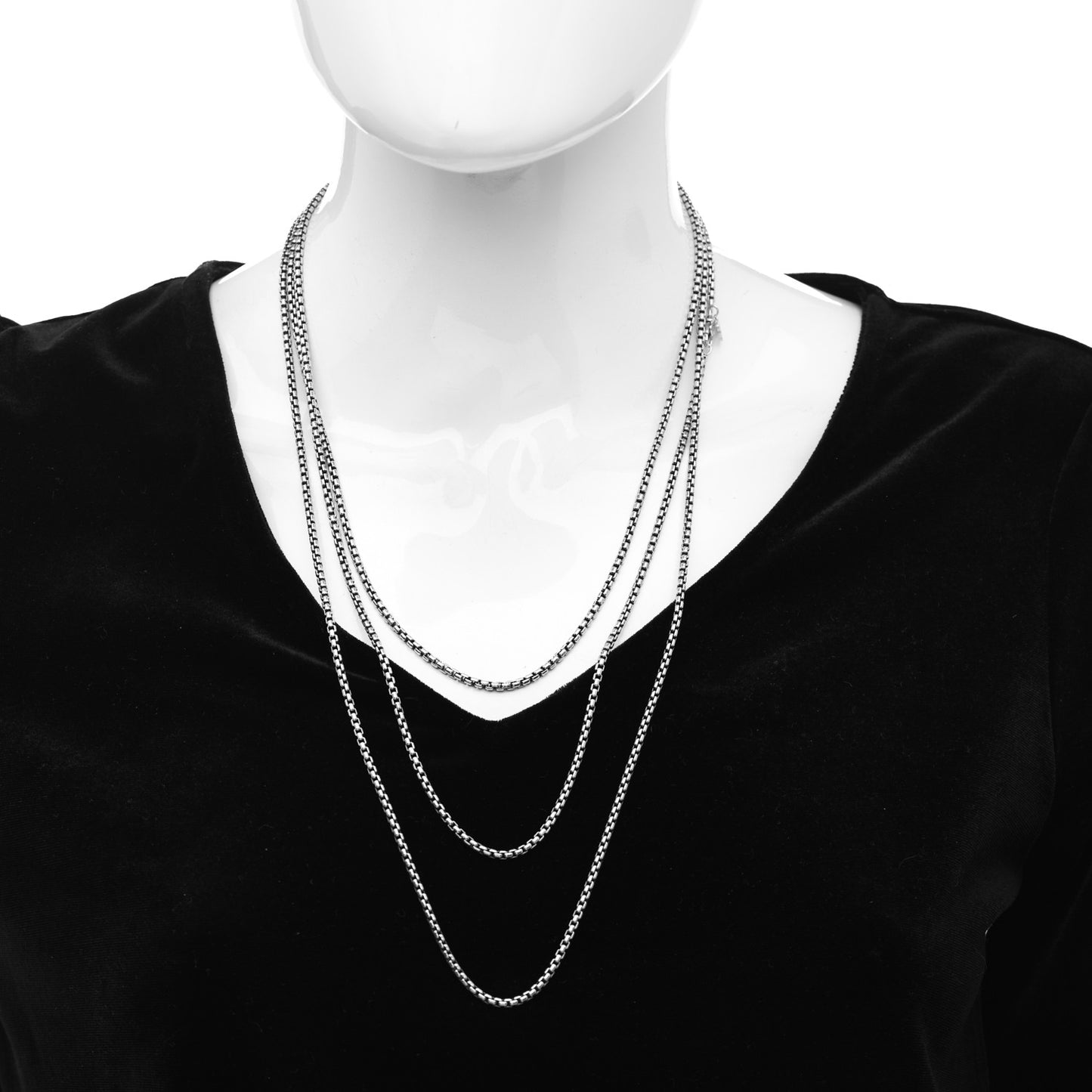 Sterling Silver 14K Yellow Gold 2.7mm Box Chain Necklace 72"