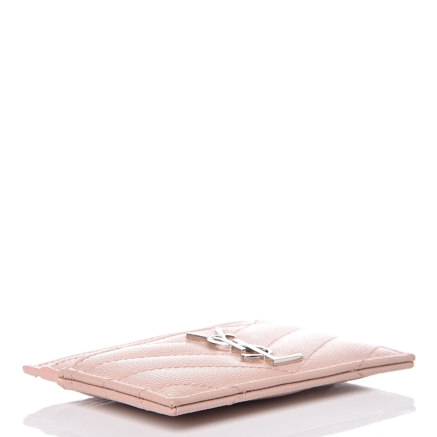 Grain De Poudre Matelasse Chevron Monogram Credit Card Case Pale Blush