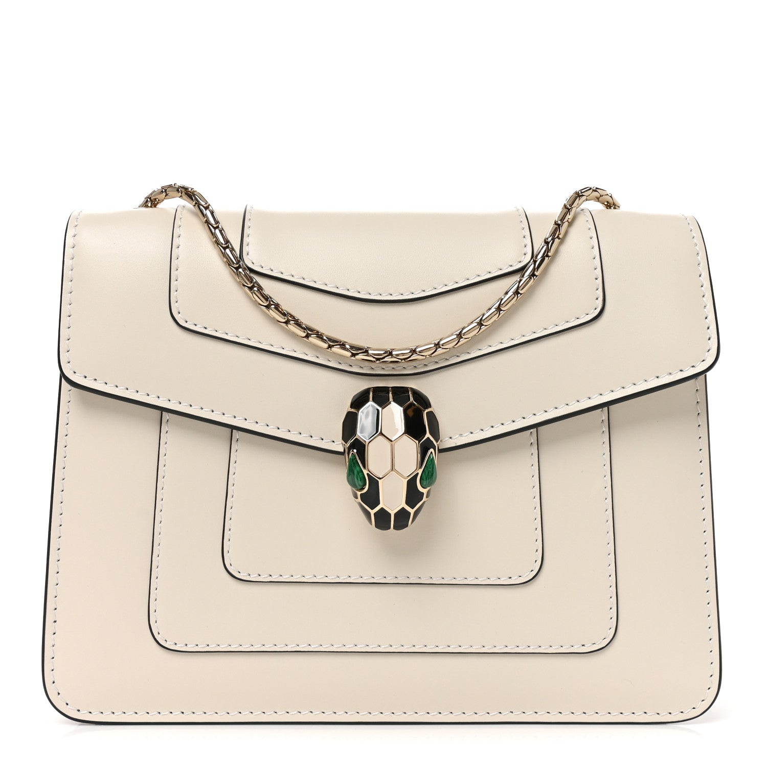 Bulgari Calfskin Small Serpenti Forever Crossbody Bag White Agate 1 of 9