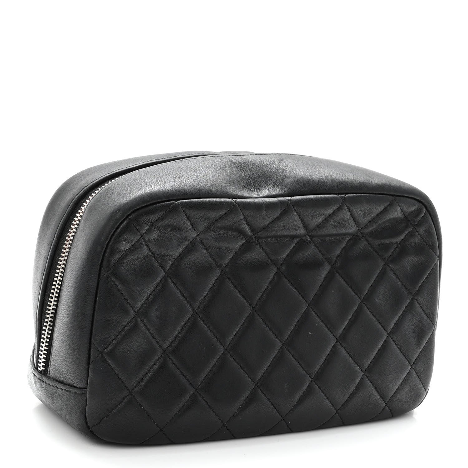 Chanel Lambskin Quilted Medium Curvy Pouch Cosmetic Case Black 3 of 12