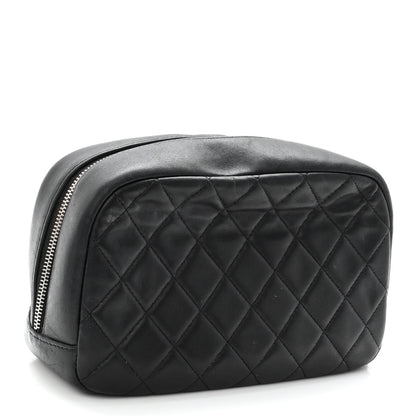 Chanel Lambskin Quilted Medium Curvy Pouch Cosmetic Case Black 3 of 12