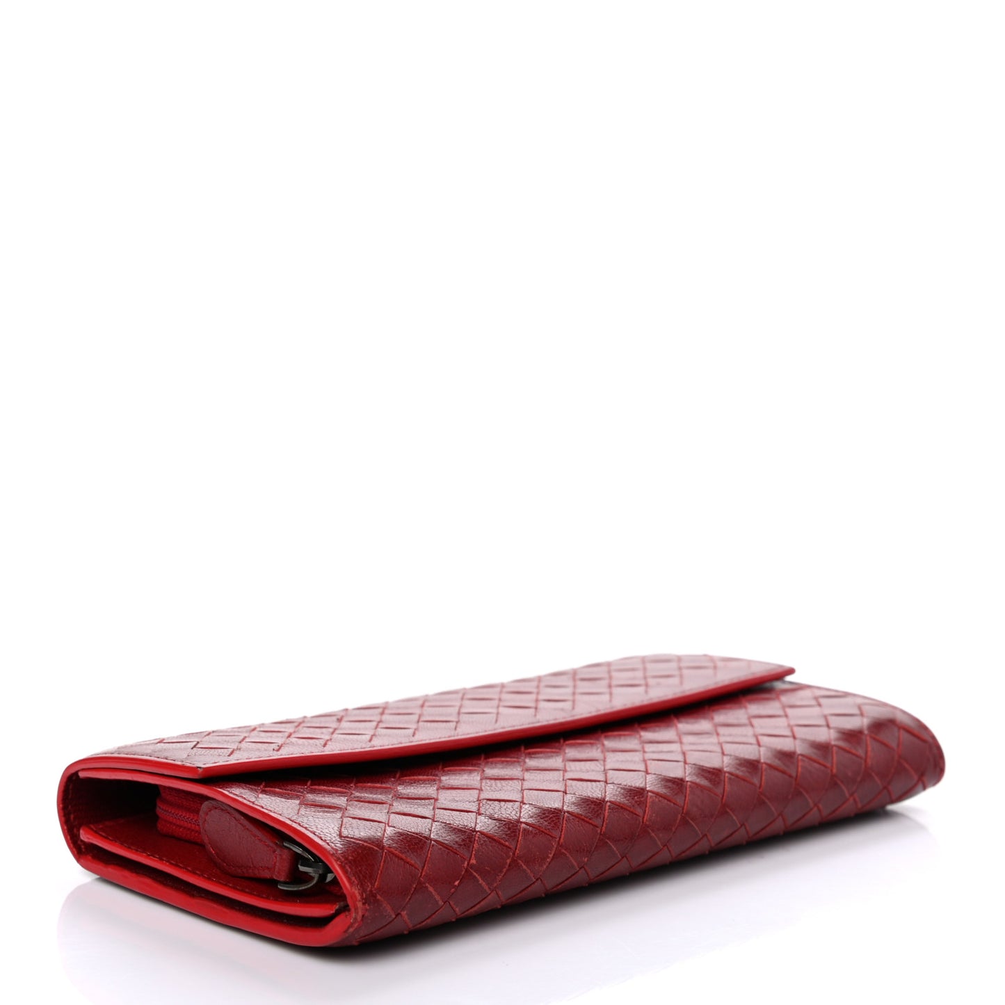 Nappa Intrecciato Continental Flap Wallet Cassis