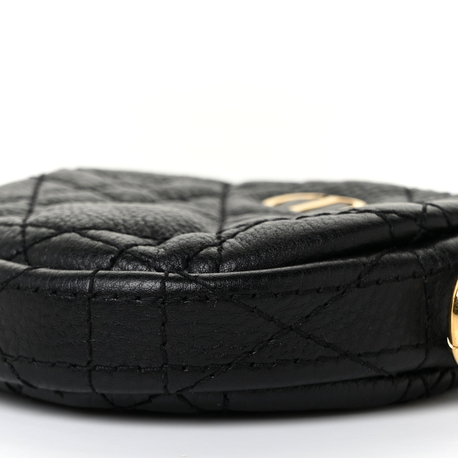 Christian Dior Supple Calfskin Cannage Round Detachable Caro Coin Purse Black 9 of 9
