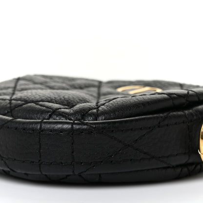 Christian Dior Supple Calfskin Cannage Round Detachable Caro Coin Purse Black 9 of 9