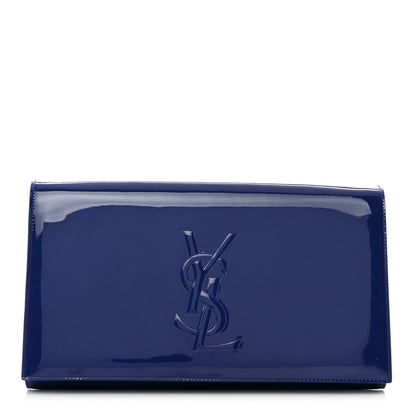 Saint Laurent Patent Calfskin Monogram Large Belle De Jour Clutch Royal Blue 1 of 8
