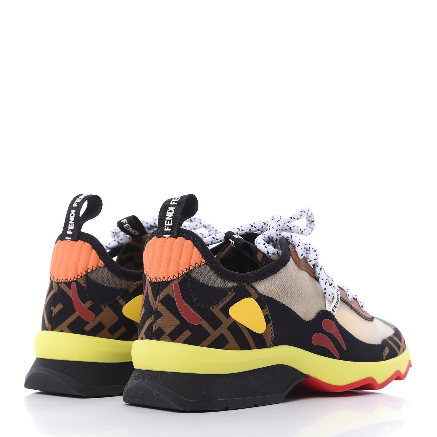 Fendi Technical Mesh Lycra FFreedom Patchwork Sneakers 36.5 Nude Tobacco Black 4 of 10
