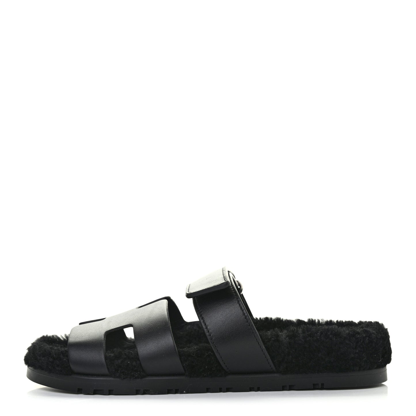 Calfskin Woolskin Womens Chypre Sandals 38 Black