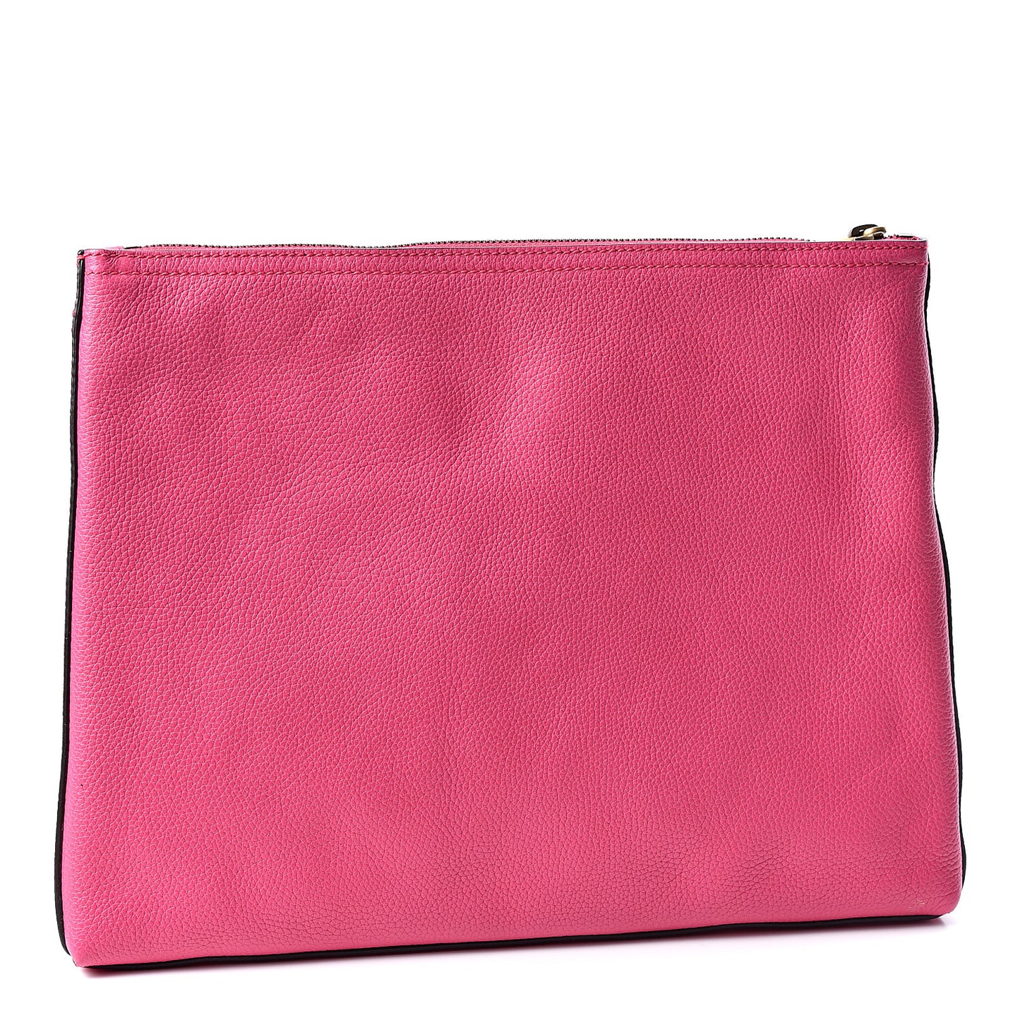 Pebbled Calfskin Medium Logo Portfolio Clutch Box Pink Green
