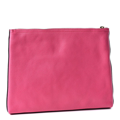 Gucci Pebbled Calfskin Medium Logo Portfolio Clutch Box Pink Green 2 of 8
