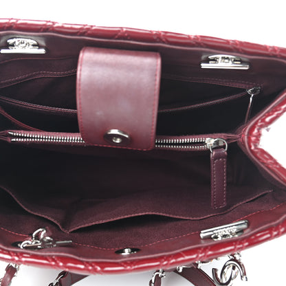 Chanel Patent Chevron Shopper Tote Burgundy 5 of 10