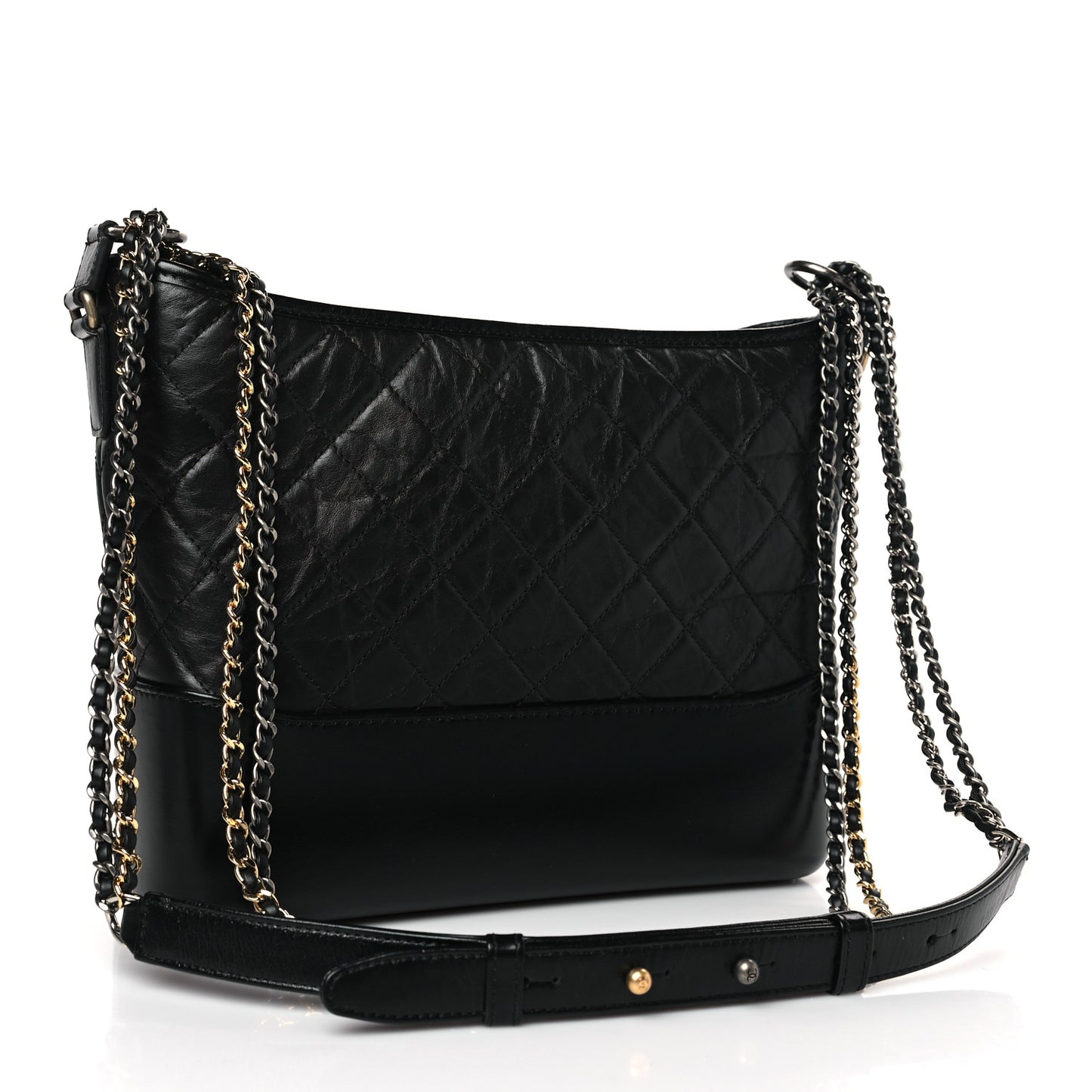 Aged Calfskin Quilted Medium Gabrielle Hobo Black