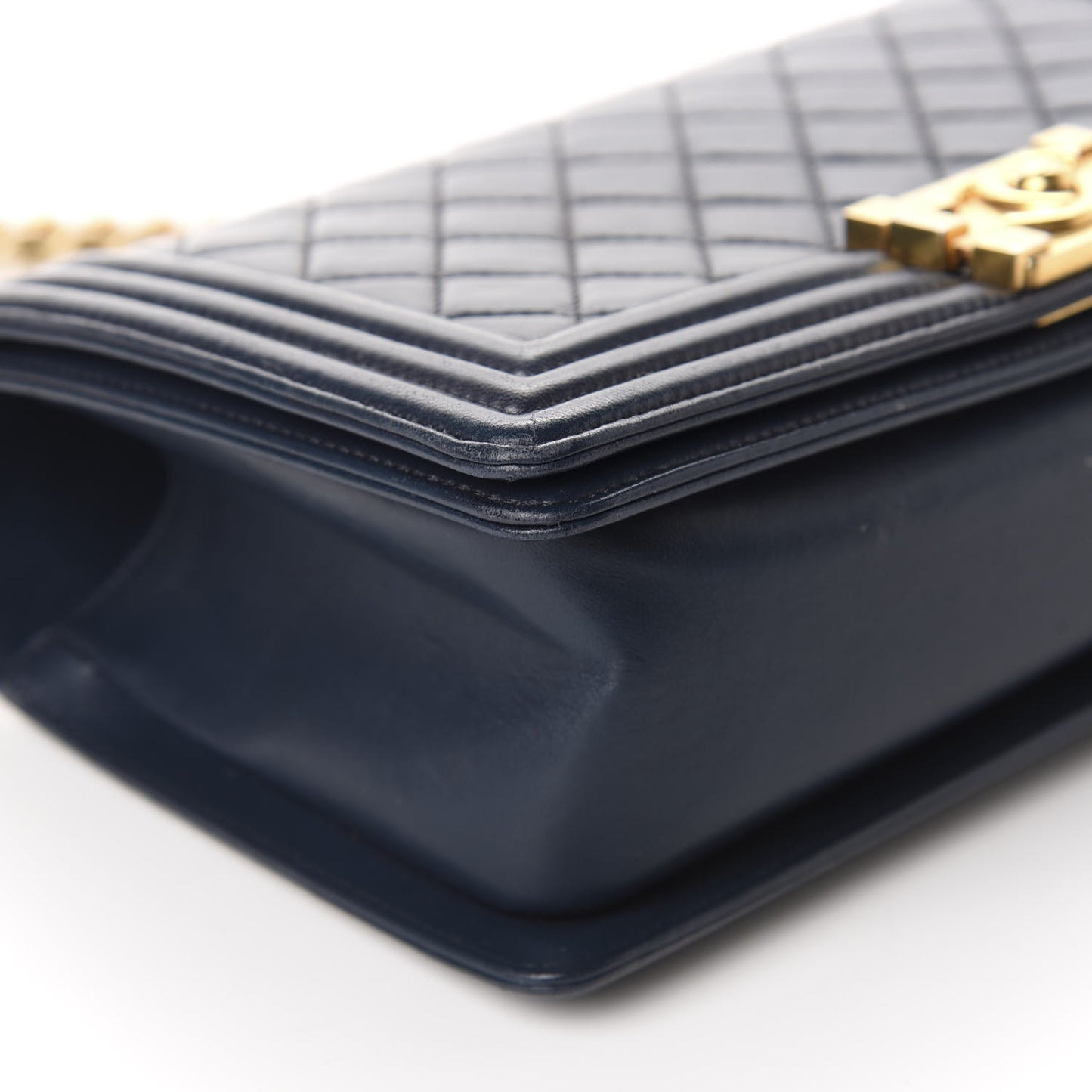 Lambskin Quilted Medium Boy Flap Dark Navy
