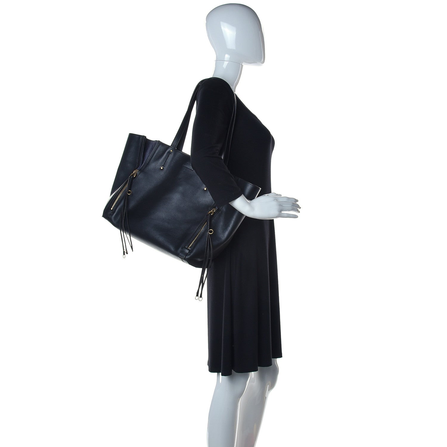 Chloe Smooth Calfskin Medium Milo Shopping Tote Black 2 of 16