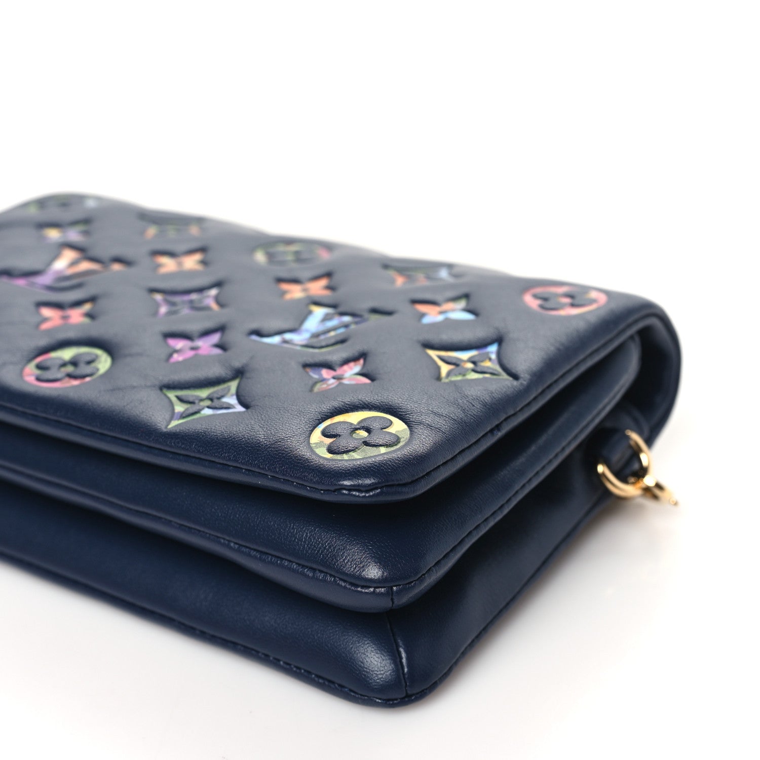 Louis Vuitton Lambskin Embossed Monogram LV Garden Pochette Coussin Navy 9 of 10
