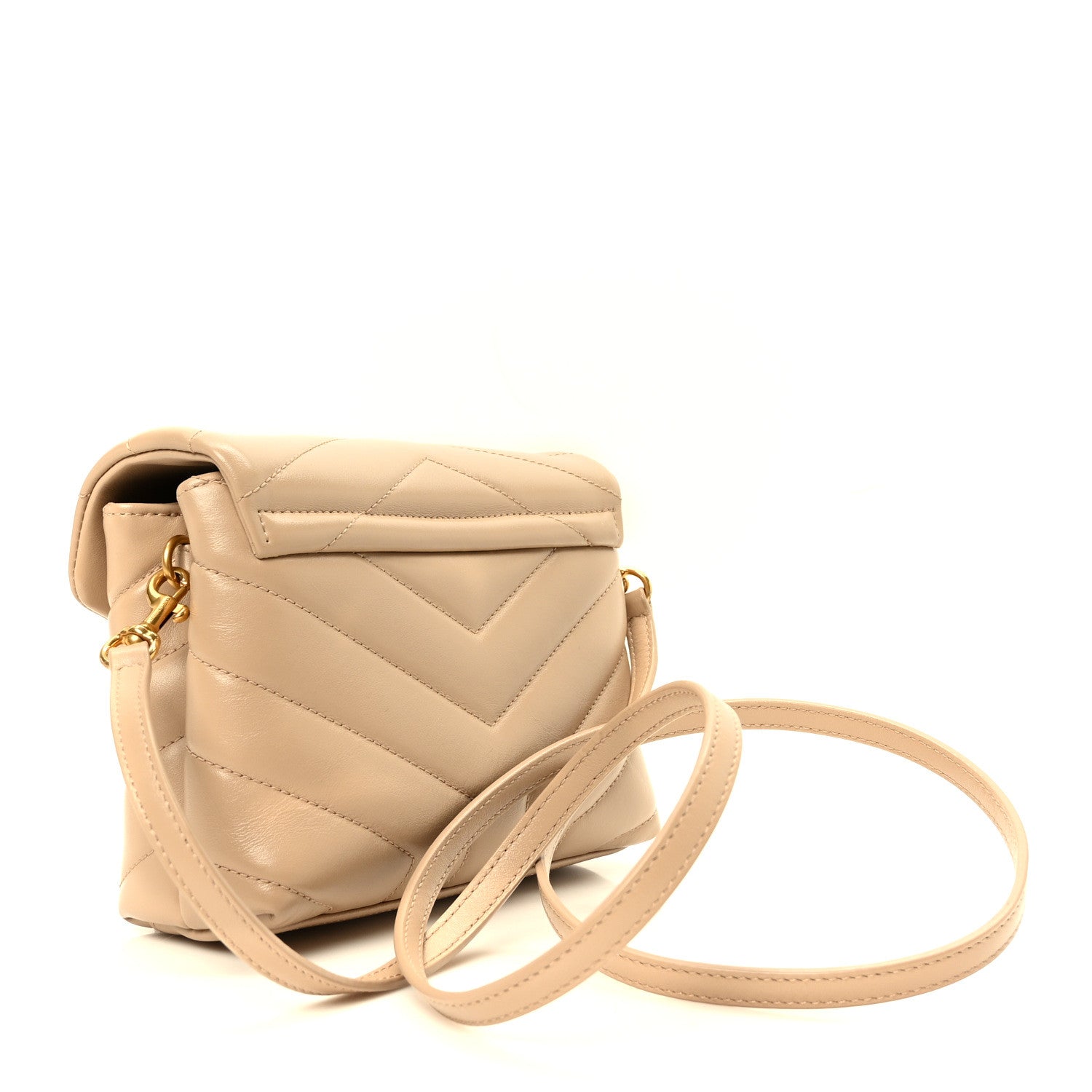 Saint Laurent Calfskin Y Quilted Monogram Toy Loulou Crossbody Bag Latte 3 of 10