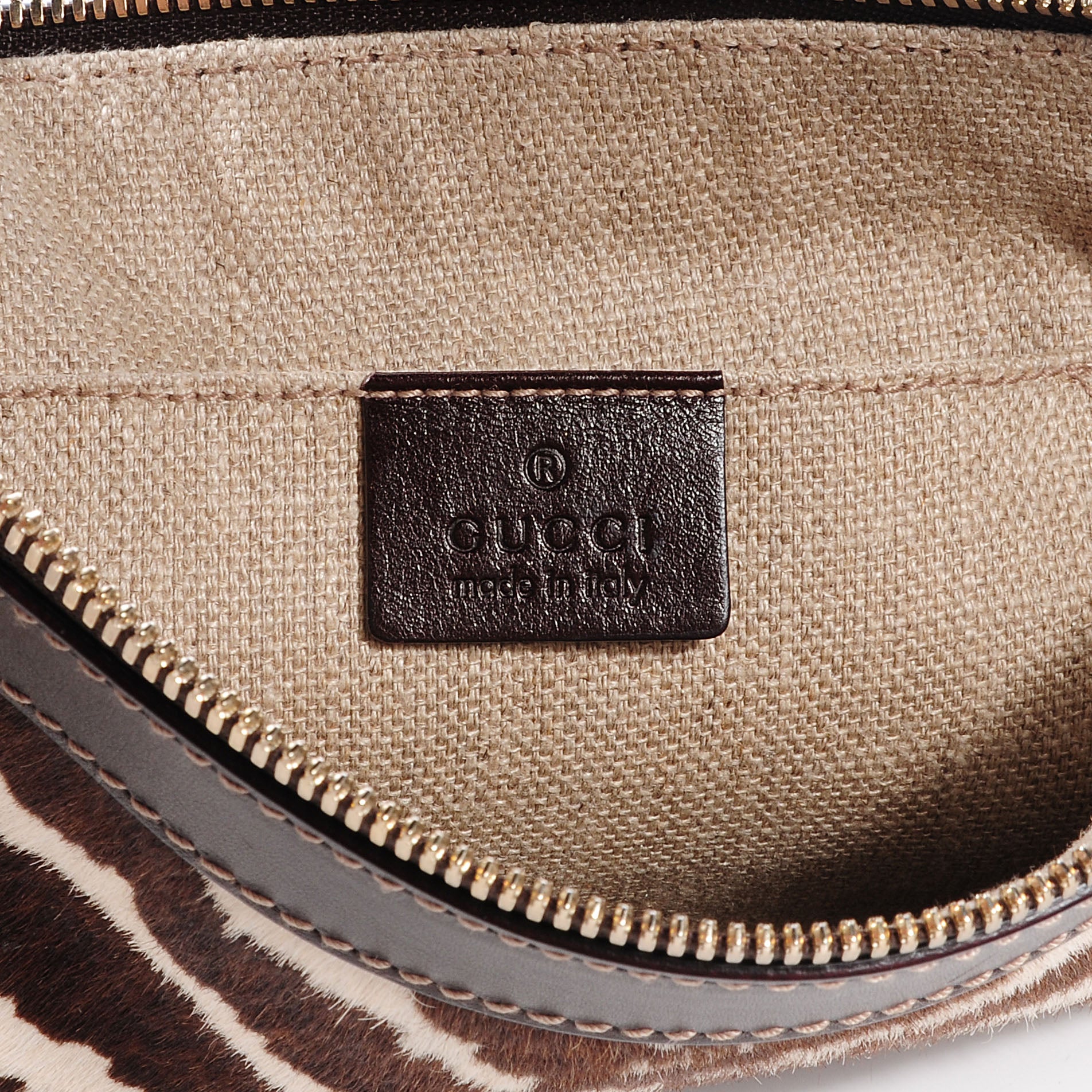 Gucci Pony Hair Zebra Print Crossbody Bag Brown 6 of 7