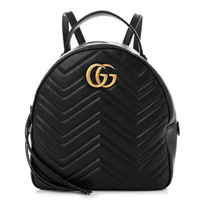 Gucci Calfskin Matelasse GG Marmont Dome Backpack Black 1 of 10
