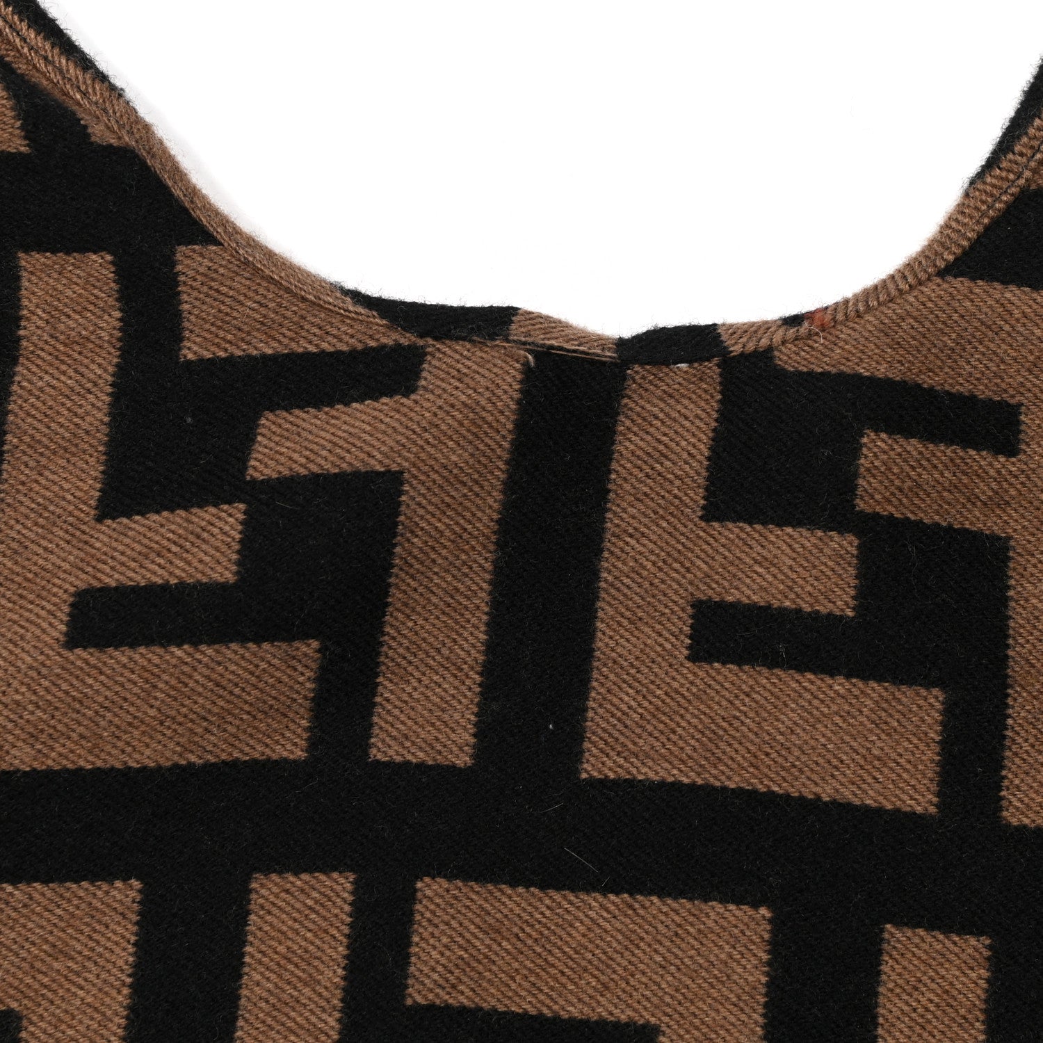 Fendi Wool Silk Macro FF Shawl Black Tobacco 3 of 4