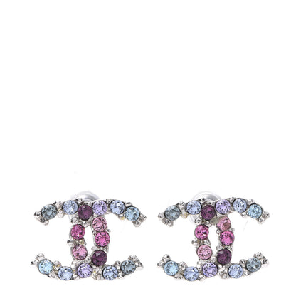 Chanel Crystal CC Earrings Silver Multicolor 1 of 5