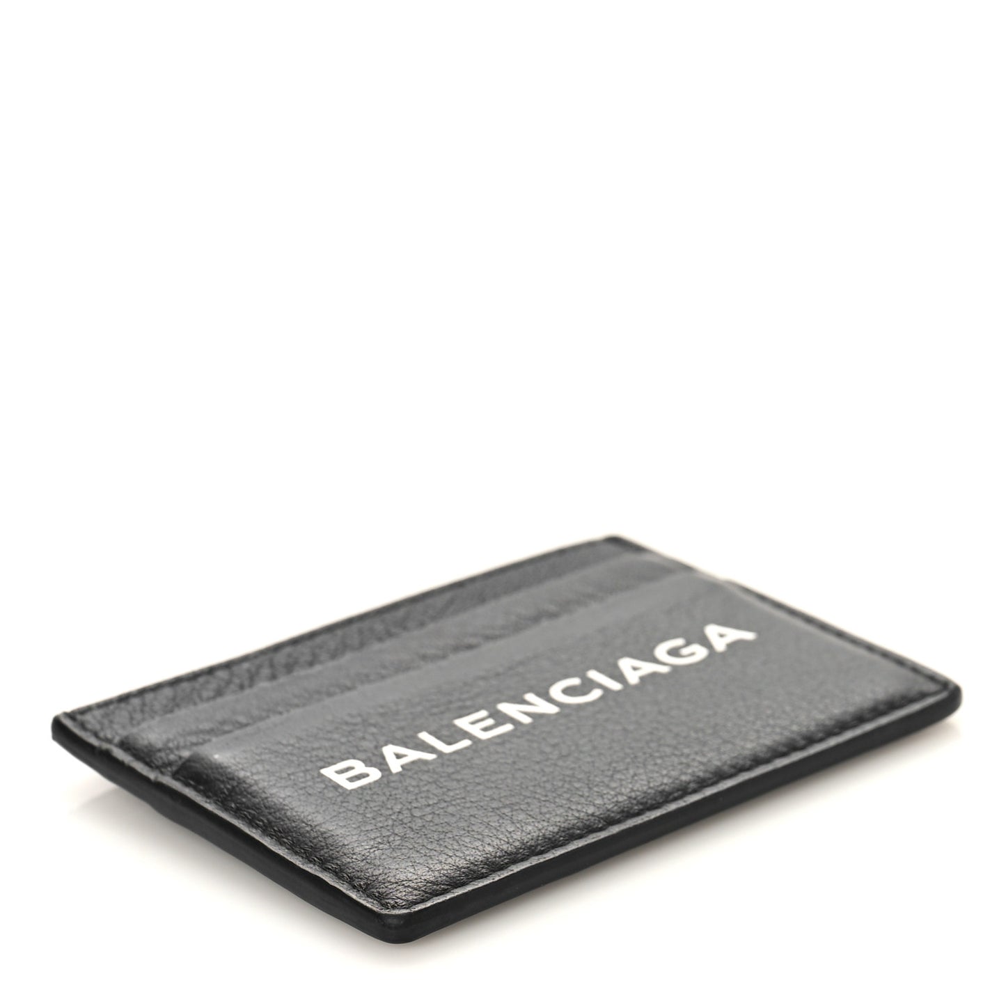 Grained Calfskin Logo Everyday Card Holder Black White