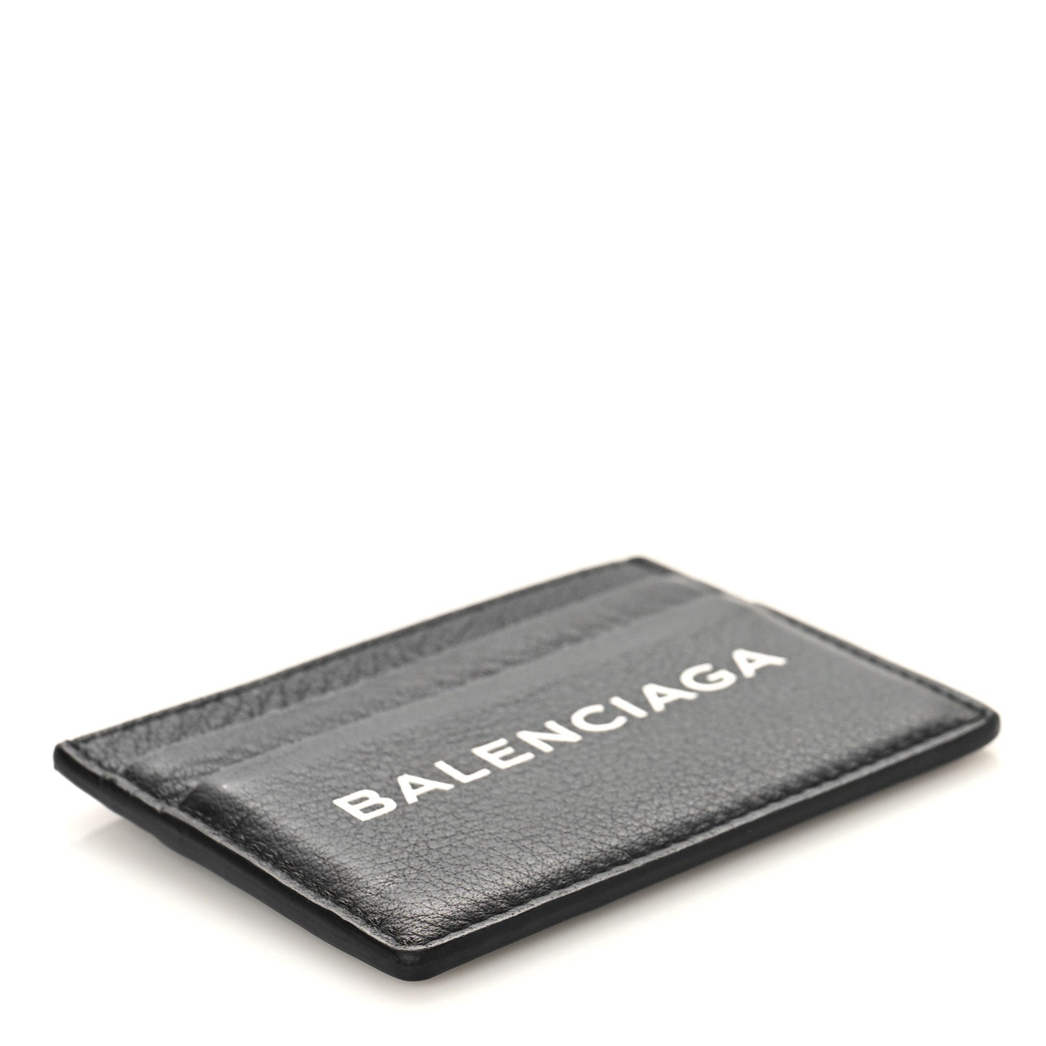 Balenciaga Grained Calfskin Logo Everyday Card Holder Black White 4 of 7