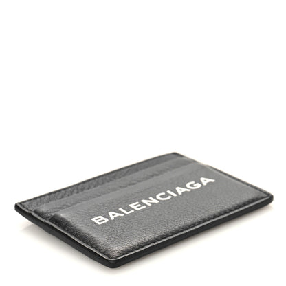 Balenciaga Grained Calfskin Logo Everyday Card Holder Black White 4 of 7
