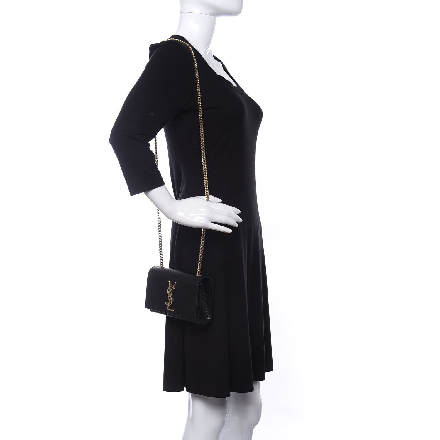 Saint Laurent Grain De Poudre Small Monogram Kate Satchel Black 2 of 9