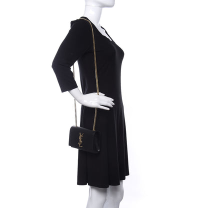 Saint Laurent Grain De Poudre Small Monogram Kate Satchel Black 2 of 9