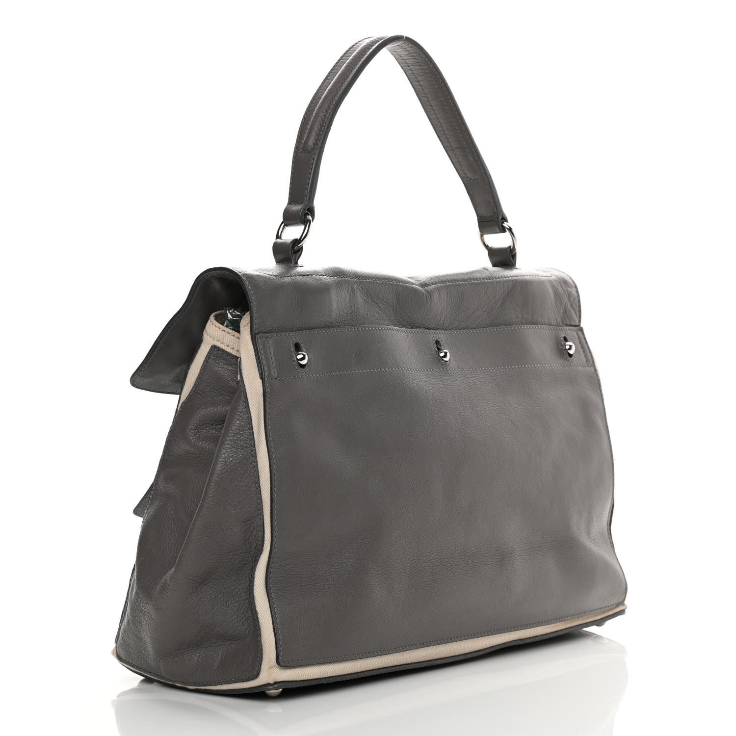 Saint Laurent Calfskin Canvas Large Muse Two Grey 3 of 21