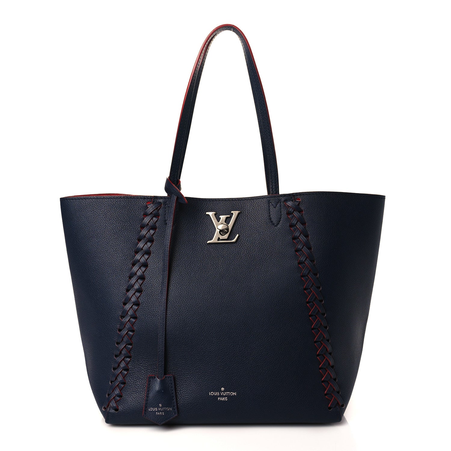 Louis Vuitton Calfskin Braided Lockme Cabas Marine Rouge 1 of 10