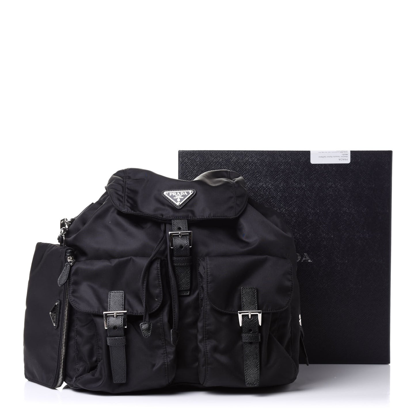 Tessuto Nylon Saffiano Medium Backpack Black