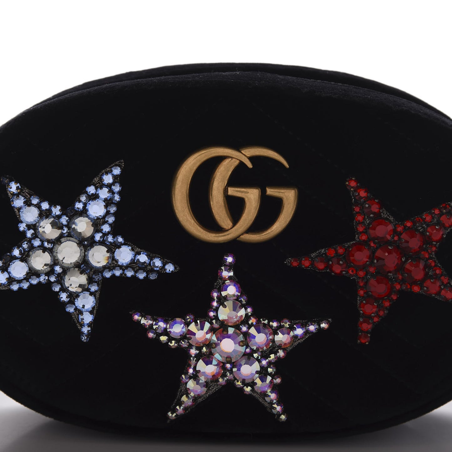 Velvet Matelasse Crystal Star GG Marmont Belt Bag 65 26 Black
