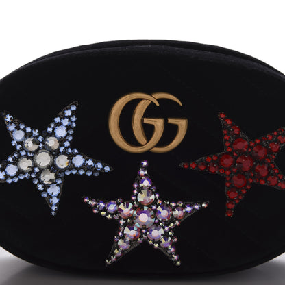 Gucci Velvet Matelasse Crystal Star GG Marmont Belt Bag 65 26 Black 10 of 10