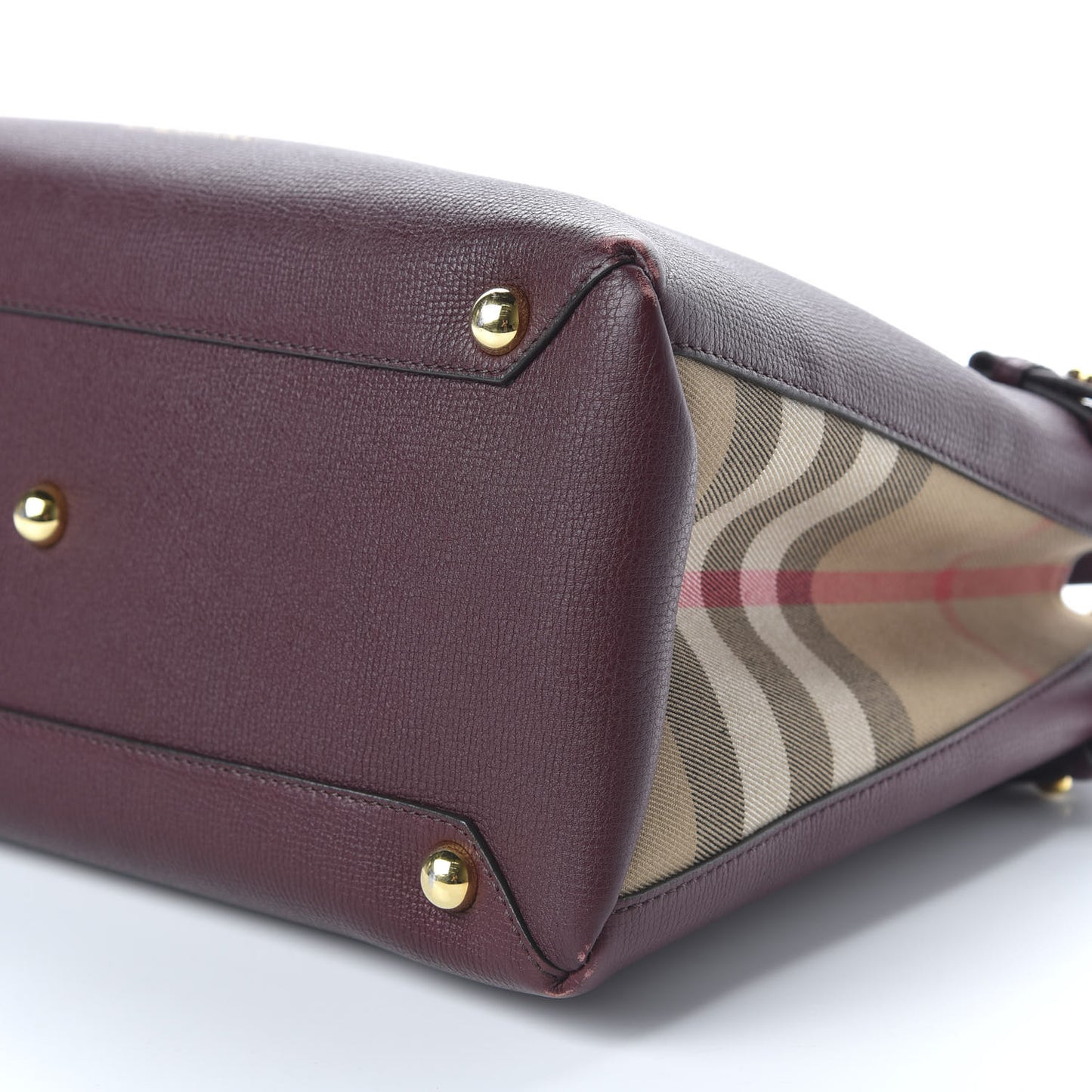 Grainy Calfskin House Check Medium Banner Tote Mahogany Red