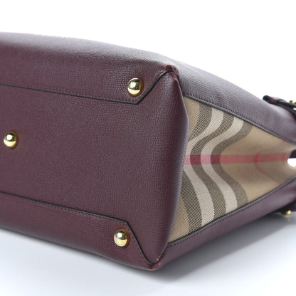 Burberry Grainy Calfskin House Check Medium Banner Tote Mahogany Red 6 of 8