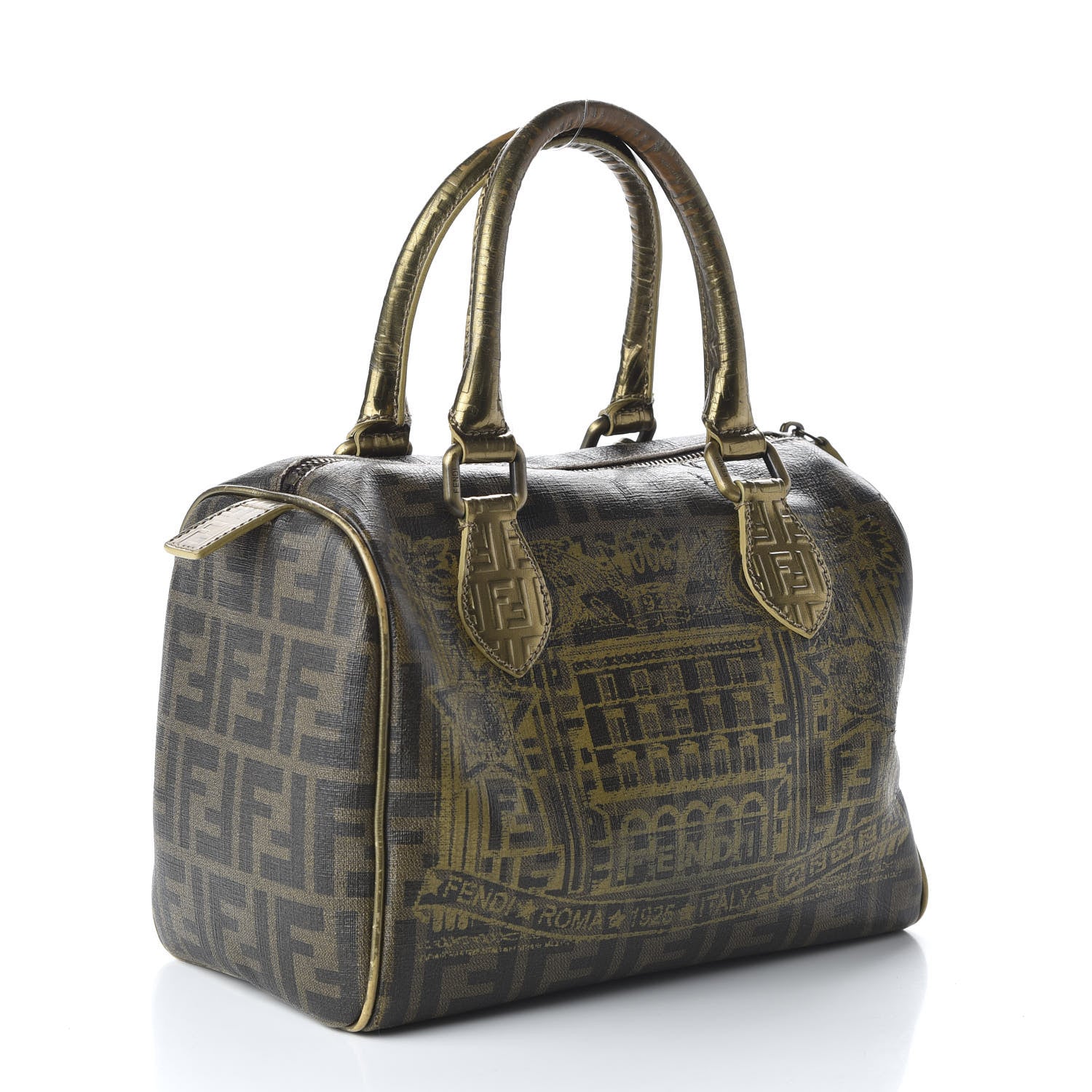 Fendi Zucca Spalmati Palazzo Print Forever Boston Tabacco 3 of 10