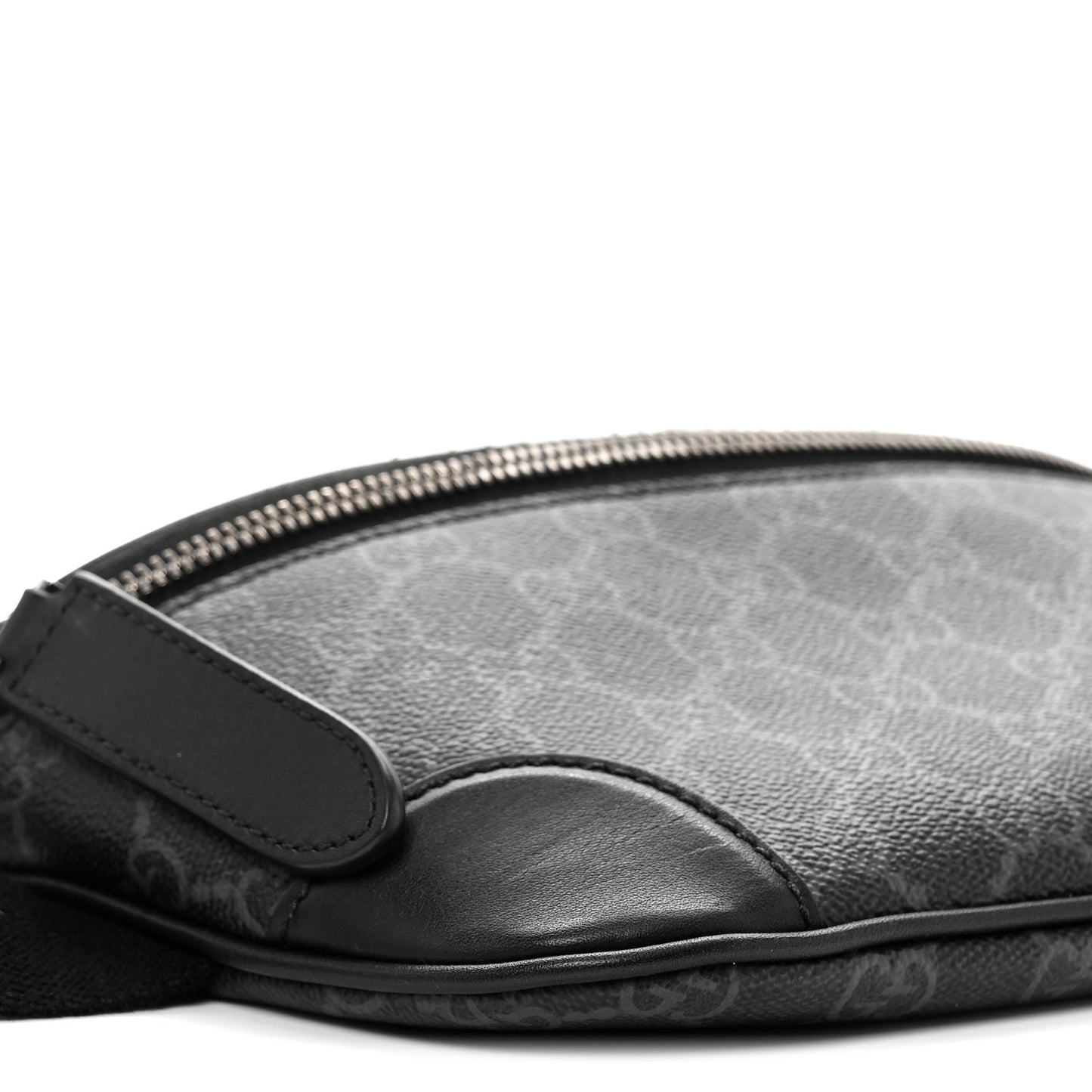 GG Supreme Monogram Emblem Calfskin Small Belt Bag Black Grey