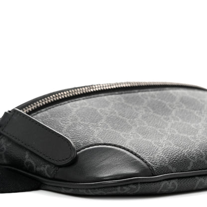 Gucci GG Supreme Monogram Emblem Calfskin Small Belt Bag Black Grey 9 of 10