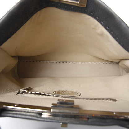 Fendi Cuoio Romano Selleria Bi-Color Large Peekaboo Iconic Satchel Asfalto Latte 4 of 10