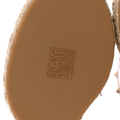Valentino Garavani Grained Calfskin Rockstud Ankle Strap Espadrille 15/105mm Wedge Sandals 39 Rose Quartz Natural 7 of 14