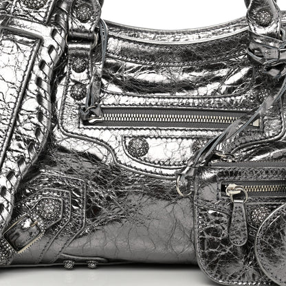 Balenciaga Agneau Arena Crystal Neo Cagole Handbag XS Silver 8 of 10